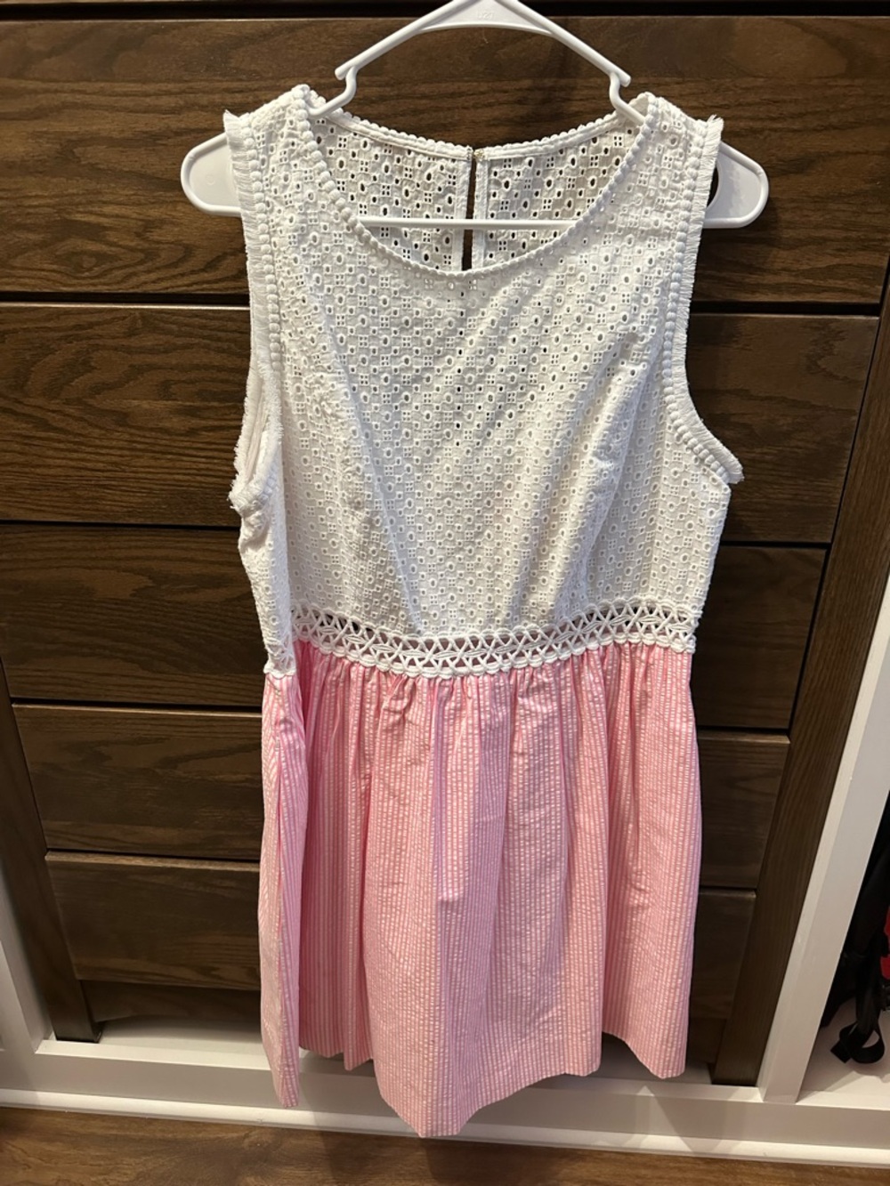 Lilly Pulitzer Alivia White Eyelet Top with Pink Skirt Dress